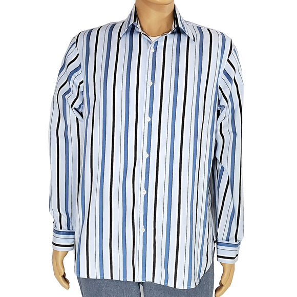 Michael Kors Other - Mens Michael Kors Large Striped Long Sleeve Shirt 100% Cotton Button Down EUC